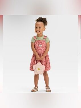 OshKosh B'gosh toddler girls pink floral corduroy skirtall dress size 18M